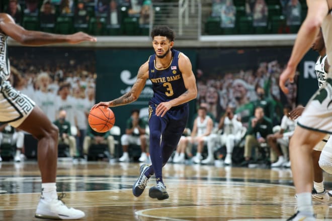 Notre Dame fighting Irish men's basketball guard Prentiss Hubb