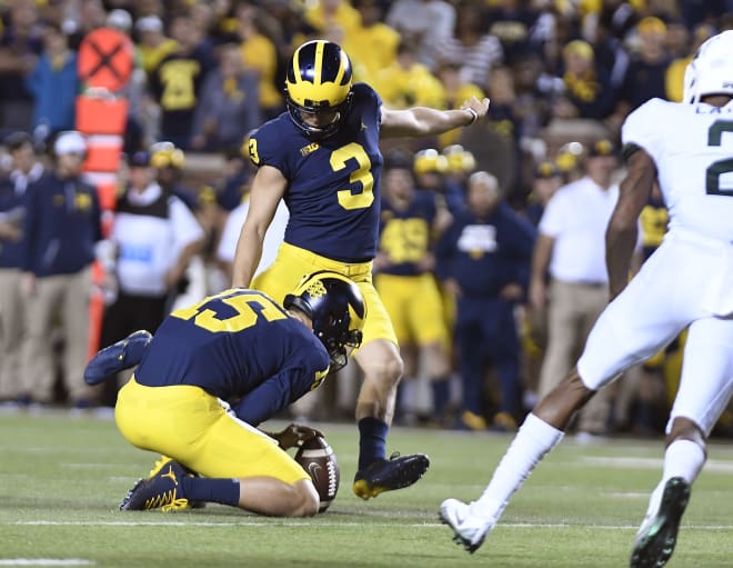Michigan Wolverines football kicker Quinn Nordin was picked up by the New England Patriots.