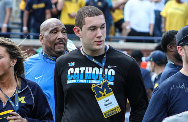 Three-star offensive tackle Jalen Mayfield has a commitment date and U-M is in great shape.