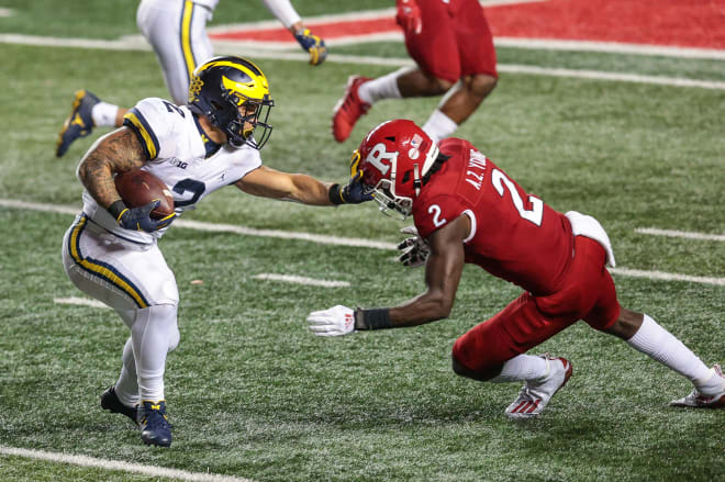 Michigan Wolverines football freshman running back Blake Corum scored two touchdowns in his first season.