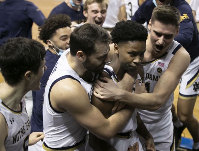 Notre Dame Fighting Irish men’s basketball junior guard Trey Wertz after his buzzer-beater