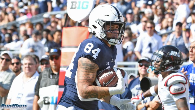 Theo Johnson caught his first touchdown pass for Penn State Nittany Lions football on Saturday against Ball State. 