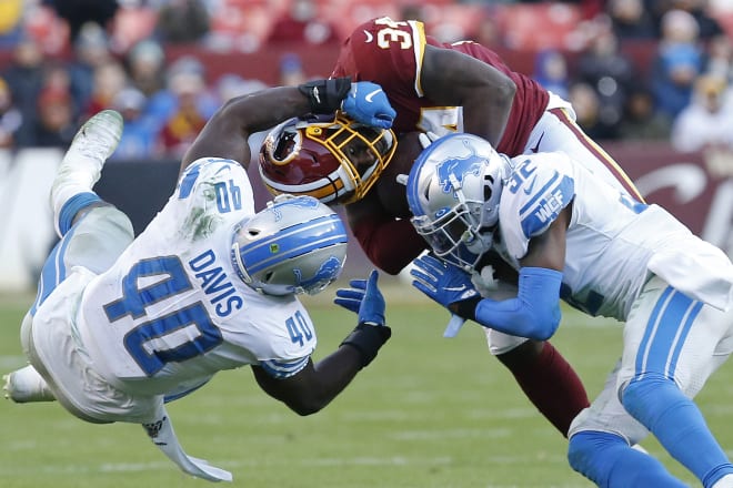 Washington Redskins running back Wendell Smallwood recorded one catch for three yards against the Lions.