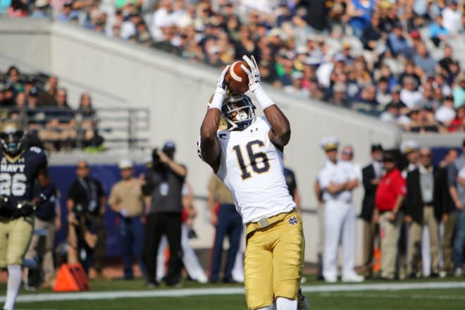 Torii Hunter Jr. posted career highs in catches (eight) and yards receiving (104) in a game during the loss to Navy.