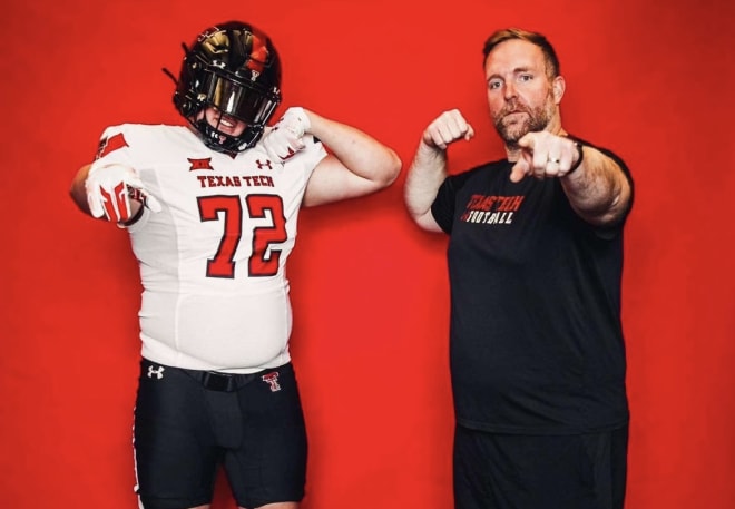 Jackson Hildebrand with OL coach Stephen Hamby