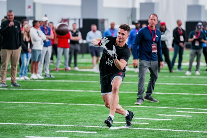 Georgia wide receiver Ladd McConkey (84) during Georgia’s NFL Pro Day at the William Porter Payne and Porter Otis Payne Indoor Athletic Facility in Athens, Ga., on Wednesday, March 13, 2024. (Tony Walsh/UGAAA)