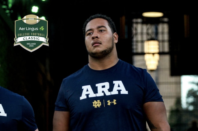 Junior left guard Aaron Banks and the rest of the Irish offensive line must step up their game Saturday against Georgia.