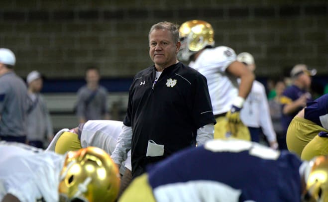 Notre Dame and head coach Brian Kelly kicked off the 2017 spring practice on March 8.