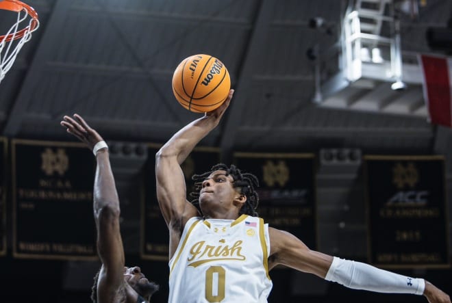 Freshman Carey Booth goes up for two of his team-high 20 points in Notre Dame's 71-61 home loss to Western Carolina on Saturday.o 