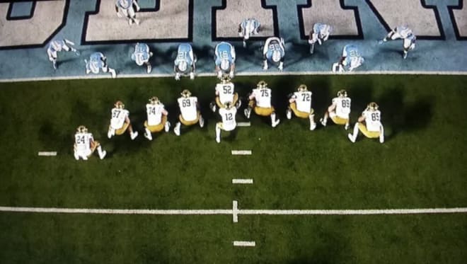 One of former Notre Dame offensive coordinator Tommy Rees' favorite formations, with four tight ends.