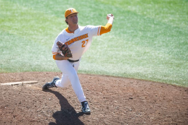 Tennessee left-handed pitcher Jake Bimbi pitches against Wake Forest in a scrimmage last October.