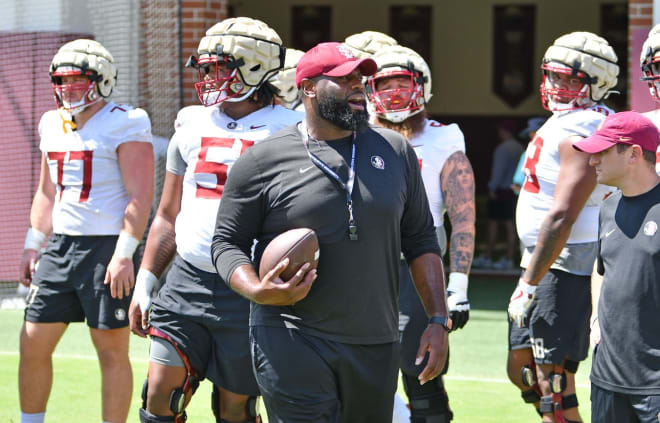 FSU offensive line coach Alex Atkins had 21 players in his segment on Wednesday.