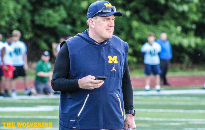 Offensive line coach Ed Warinner has helped Michigan's offensive line develop. 