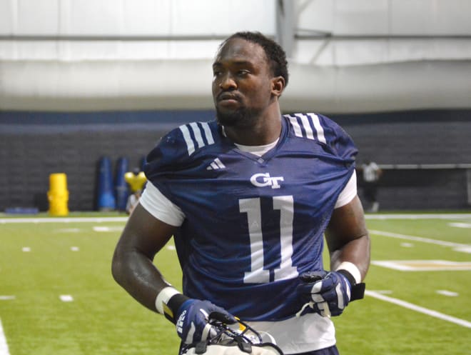 Georgia Tech's Kevin Harris jogs off the field during a recent preseason practice.