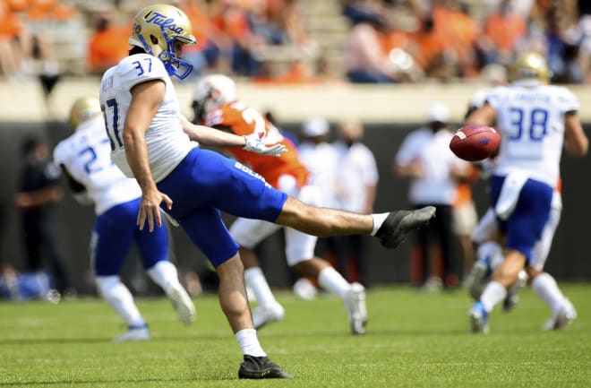 Lachlan Wilson averaged almost 43 yards per punt last season for Tulsa.