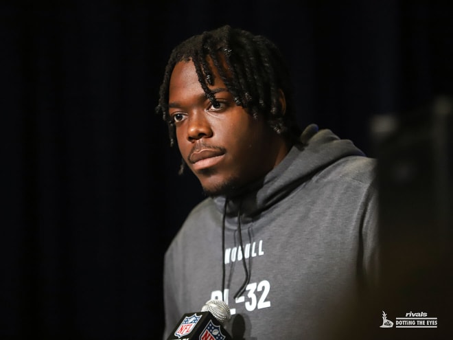 Ohio State defensive end Zach Harrison arrived at the NFL Combine. (Birm/DTE)