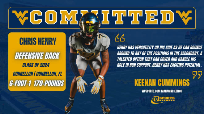 Henry is another addition for the West Virginia Mountaineers football program in the defensive backfield.