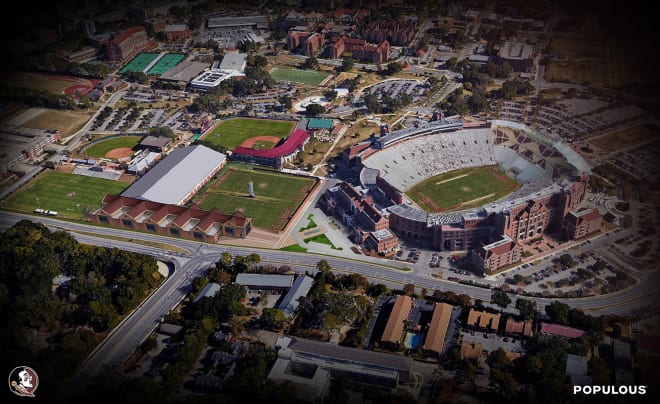 This aerial view shows where the new Football Operations Building will stand.