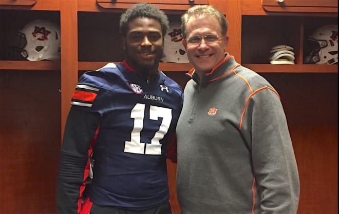 Chandler Wooten with Gus Malzahn during the linebacker's official visit last weekend.