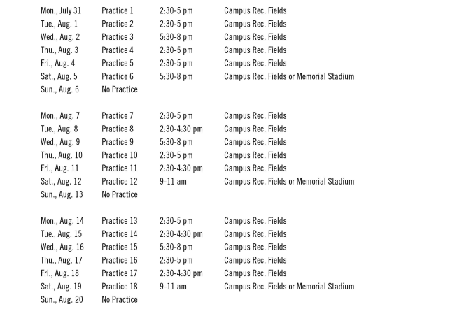 Orangeandbluenews 17 Illinois Football Training Camp Schedule