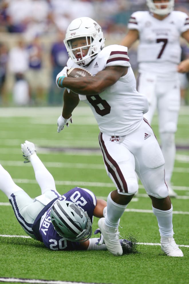 Running back Kylin Hill and Mississippi State shredded K-State on the ground a year ago.