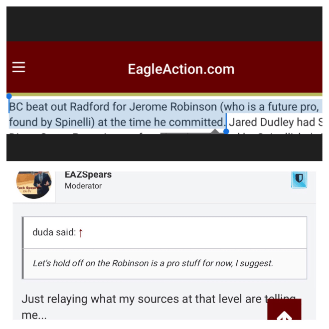 EagleAction reporting of NBA's interest in Robinson last January 8th on the website