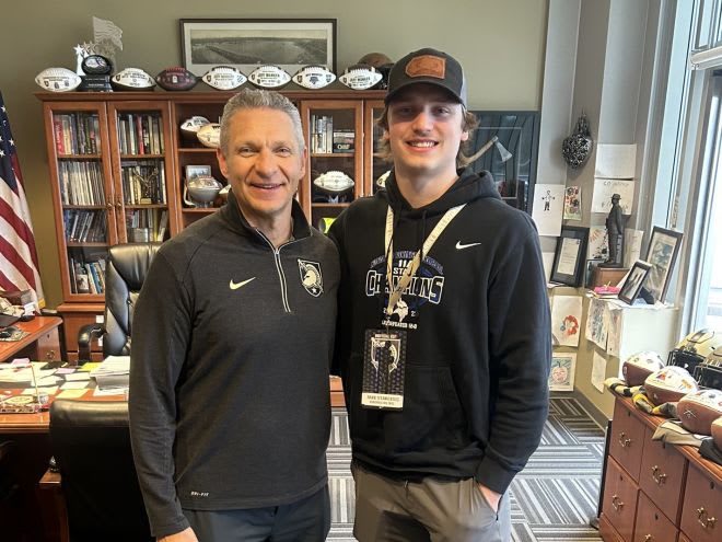 Army Head Coach Jeff Monken with LB commit Jake Starcevic