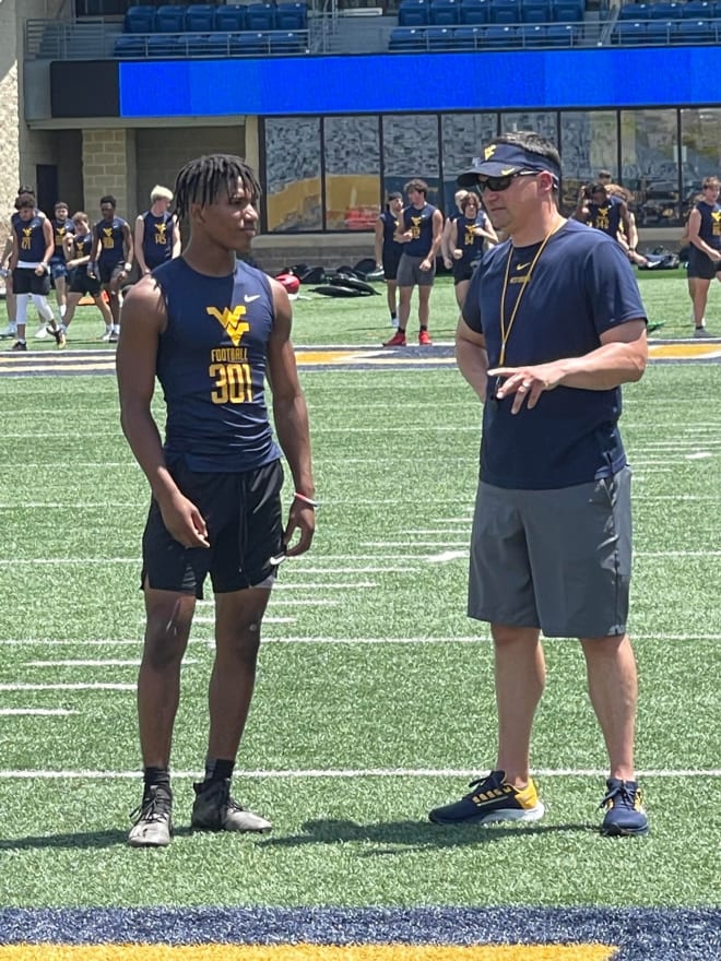 Woods made the trek north for the West Virginia Mountaineers one-day camp.