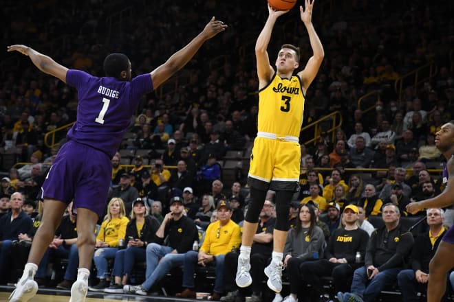 Jordan Bohannon won the college three point contest on Thursday night in New Orleans. 