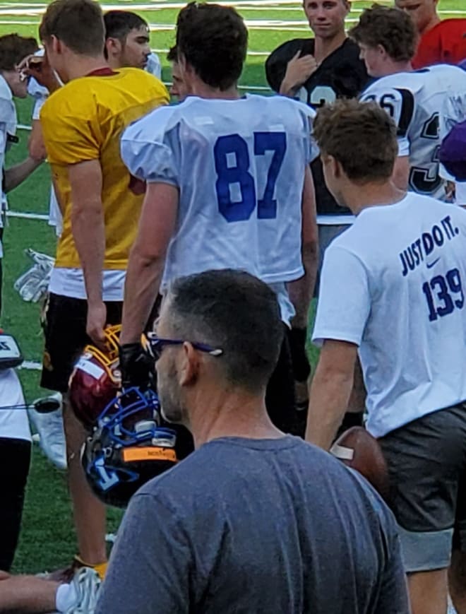Will Swanson (No. 87) at the K-State camp in which he received his offer.