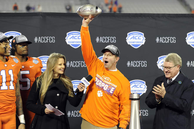 Saturday night's 62-17 win afforded Clemson its 19th Atlantic Coast Conference championship.