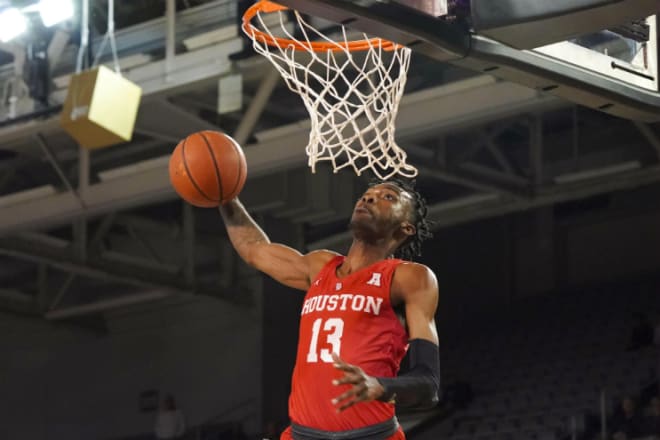 Feb 27, 2019: Houston guard Dejon Jarreau dunks the ball during the second half East Carolina Pirates at Minges Coliseum.