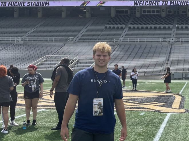 Army commit and defensive tackle Bridger Knee was on campus this month