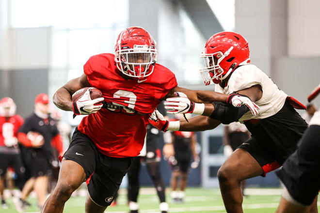 Zamir White goes through practice earlier this week.