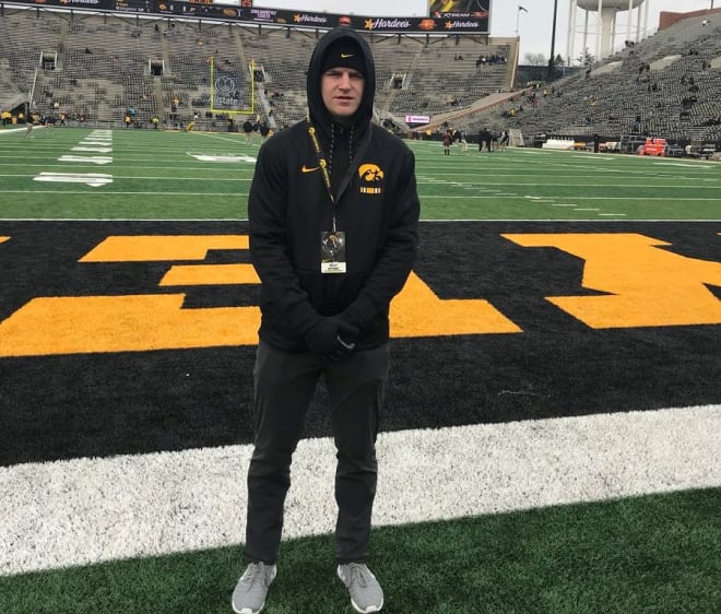 Class of 2019 tight end Billy Riviere at Kinnick Stadium on Saturday.