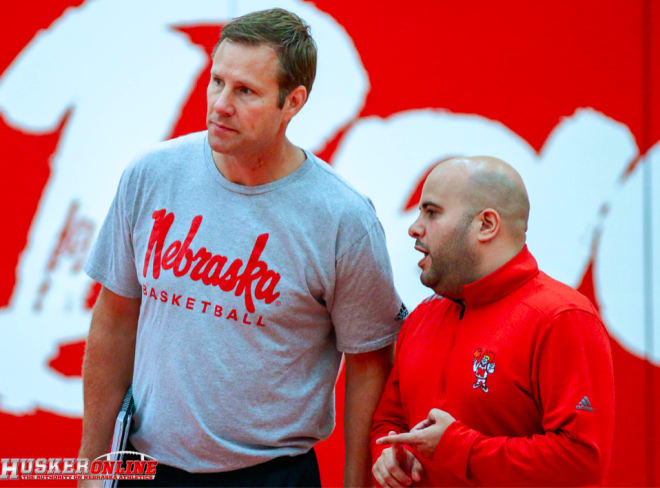 Nebraska head basketball coach Fred Hoibert and assistant coach Matt Abdelmassih.