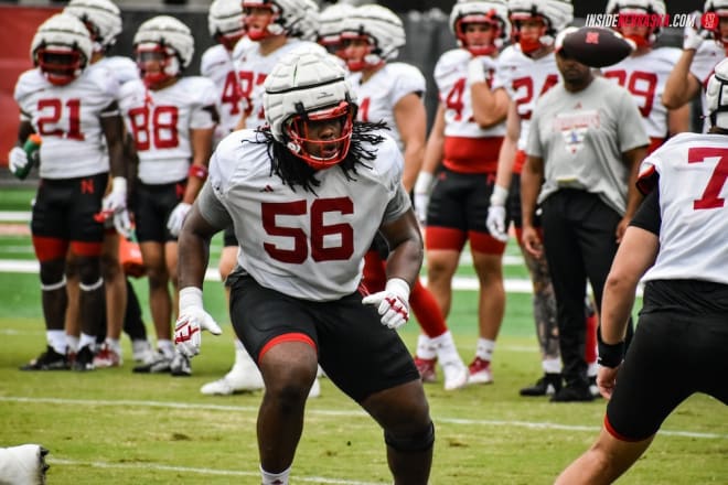 Nebraska football offensive guard Micah Mazzccua