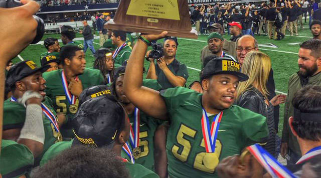 Josh Jynes (holding trophy) is the latest CU recrutiing target out of DeSoto High School