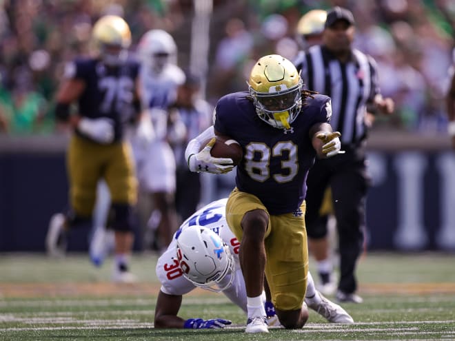 Jayden Thomas, who leads all of Notre Dame's wide receivers in catches this season with 13, is expected to return this week from a hamstring injury.