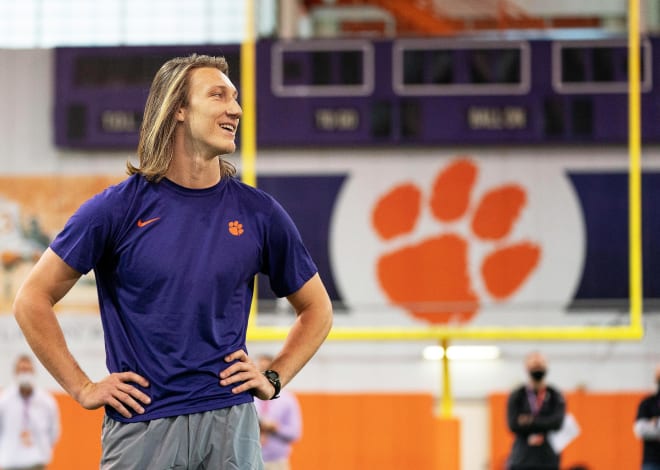 Former Clemson quarterback and 5-star recruit Trevor Lawrence is shown here at Pro Day in February.