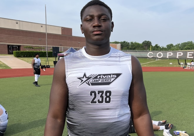 OL Michael Fasusi will be at Texas on Friday.