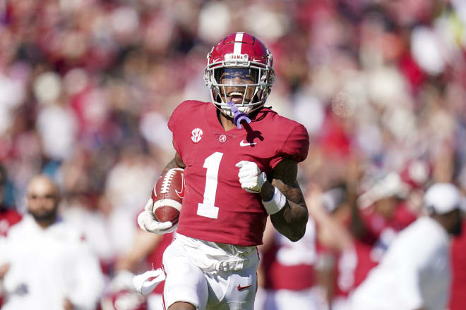 Jameson Williams was a Biletnikoff finalist and a first-team All American in his first year with the Crimson Tide. 