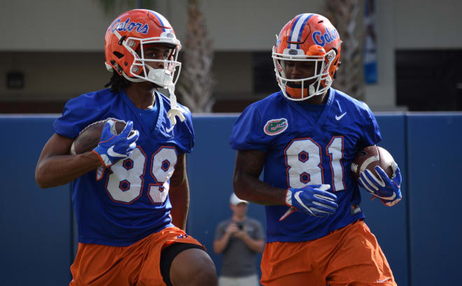 Florida wide receivers Tyrie Cleveland (89) and Antonio Callaway (81)