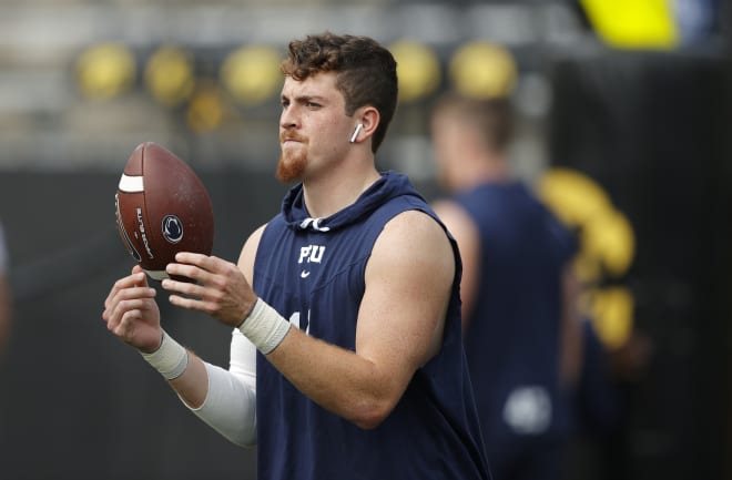 Penn State quarterback Sean Clifford was not available for the last three series of the Nittany Lions' first half on offense. AP photo