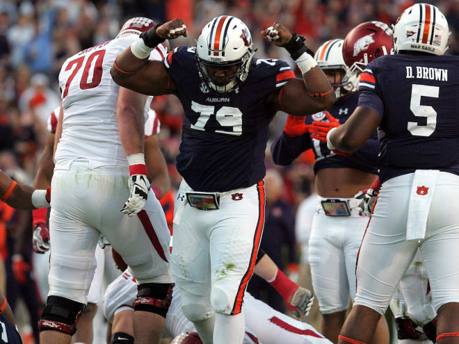 Williams (79) teamed up with former Auburn DT Dontavius Russell this summer in Jacksonville.