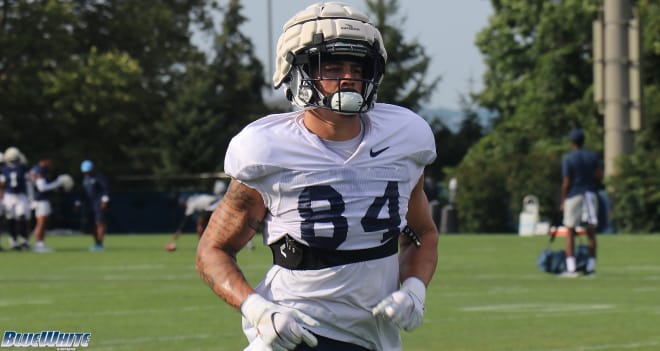 Tight end Theo Johnson caught his first touchdown with the Nittany Lions during Saturday's win over Ball State.