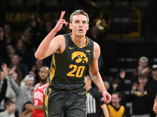 Iowa's Payton Sandfort is currently preparing for the NBA Draft, though he's maintained his final year of eligibility. 