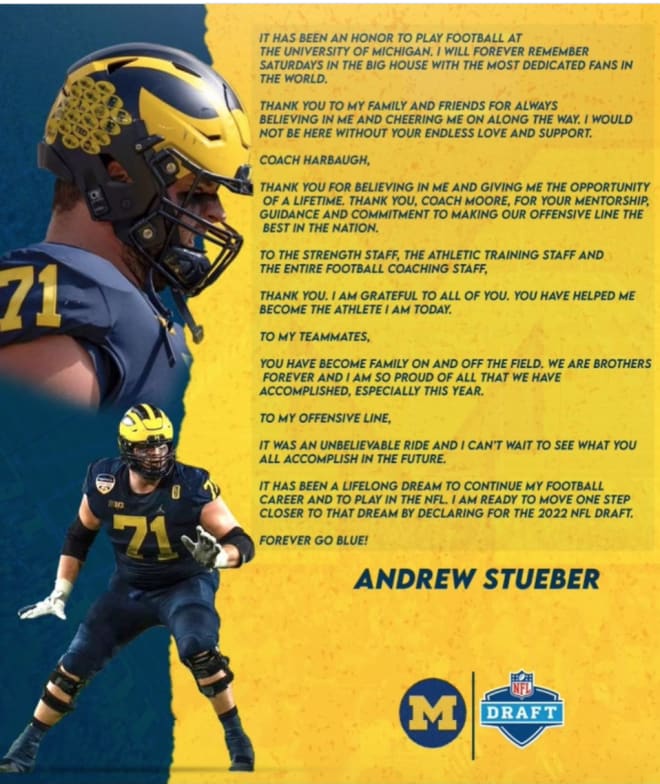 Andrew Stueber declares for NFL Draft - Maize&BlueReview