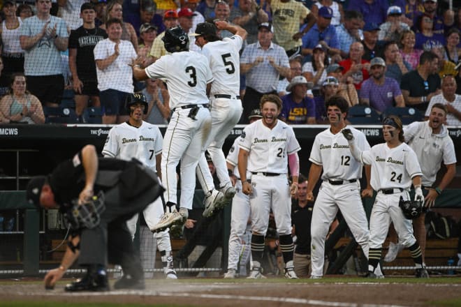 Wake Forest celebrates during a game in Omaha last year. 
