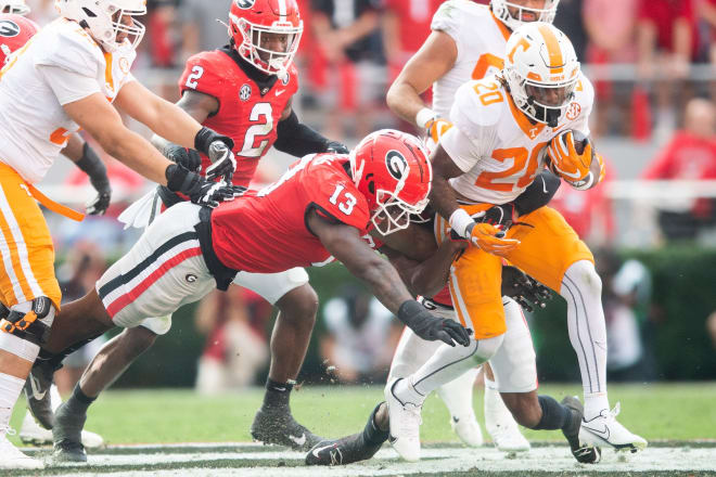 Tennessee running back Jaylen Wright runs against Georgia on Nov. 5, 2022 at Sanford Stadium in Athens.